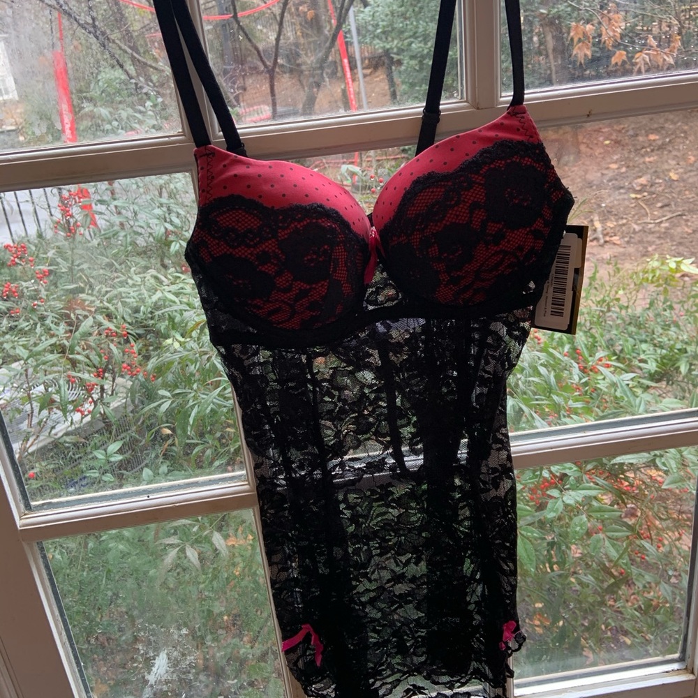 Black lace slip & thong set. NWT. Size S